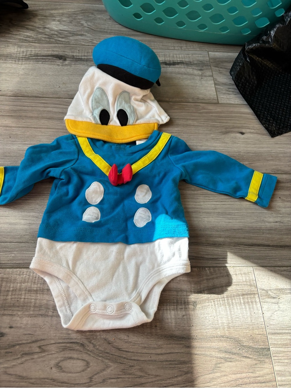 Disney Donald Duck Costume Bodysuit in Blue, White & Yellow with Red Bow